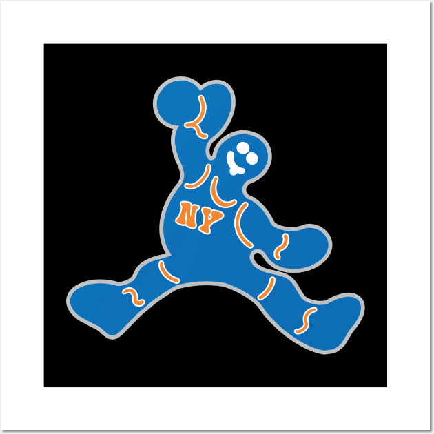 Jumping New York Knicks Gingerbread Man Wall Art by Rad Love